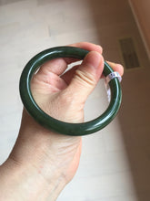 Load image into Gallery viewer, 60.8mm certified 100% Natural dark green/black nephrite Jade(碧玉)  bangle HN15-1586
