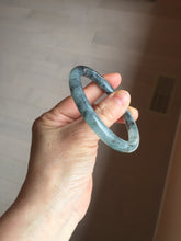Load image into Gallery viewer, 55.4mm Certified Type A 100% Natural icy watery dark green/gray round cut Jadeite bangle AA133-6936
