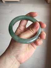 Load image into Gallery viewer, 57.2mm certified Type A 100% Natural icy watery dark green gray Jadeite Jade bangle PC15-0368
