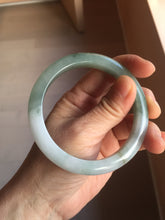 Load image into Gallery viewer, 57.5mm certified 100% natural Type A watermelon-rind green white Cool White Base with Misty Green Patches jadeite bangle PE18-2116
