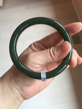 Load image into Gallery viewer, 60.8mm certified 100% Natural dark green/black nephrite Jade(碧玉)  bangle HN15-1586
