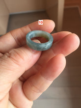 Load image into Gallery viewer, 15.7mm size 5 100% natural type A icy watery green/blue icy watery Guatemala jadeite jade band ring group BP87
