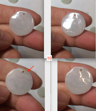 Load image into Gallery viewer, 100% Natural icy watery white/light green jadeite Jade round disc Pendant/worry stone BF99

