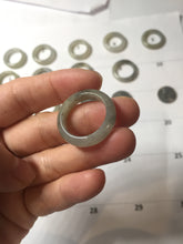 Load image into Gallery viewer, Size 6 -9 1/2 100% natural type A icy watery light yellow gray black white (灰冰) jadeite jade band ring PC228
