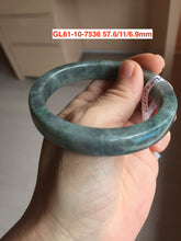 Load image into Gallery viewer, 56-58mm Certified Type A 100% Natural Dark Green Purple Gray Monet's Pond Square Jadeite Jade Bangle group GL61
