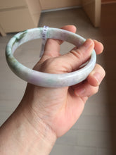 Load image into Gallery viewer, 78.5mm certified Type A 100% Natural light green sunny green purple white plus size flat style Jadeite Jade bangle J131-2213
