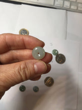 Load image into Gallery viewer, 12-17.5mm Type A 100% Natural oily dark green(淡油青) gray green Jadeite Safety Guardian Button donuts pendant PH61 Add on item
