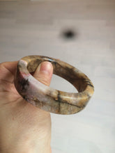 Load image into Gallery viewer, 54.9mm 100% natural pink/black time series(时光系列) rose stone (Rhodonite)square bangle XY83
