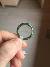Load image into Gallery viewer, 100% natural type A ice watery oily dark green/gray/black(冰油青) jadeite jade band ring PB121
