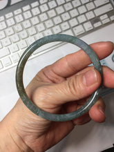 Load image into Gallery viewer, 58.9mm Type A 100% Natural Light Green/Gray/Black/Purple/Brown “Reed Flowers &amp; Snow” Guatemala Slim Round Cut Jadeite Bangle PJ123-1414
