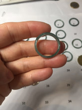 Load image into Gallery viewer, 19.2mm size 9 1/4 100% natural type A icy watery green/blue slim style Guatemala jadeite jade band ring group PJ34
