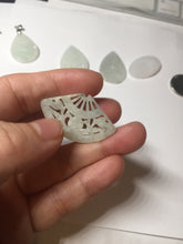 Load image into Gallery viewer, 100% Natural type A light green purple white openwork jadeite pendant BP183
