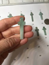 Load image into Gallery viewer, 100% Natural type A light green gray jadeite Jade Hand-held cross or cross pendant necklace PA208
