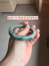 Load image into Gallery viewer, 56-58mm Certified Type A 100% Natural Dark Green Purple Gray Monet's Pond Square Jadeite Jade Bangle group GL61
