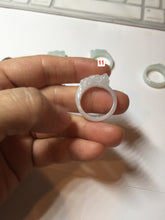 Load image into Gallery viewer, 100% natural type A light green/gray/white one-piece carved dragon jadeite jade ring group F154
