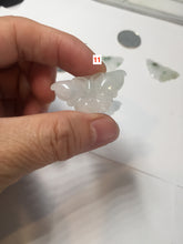 Load image into Gallery viewer, 100% Natural icy watery light green/white 3D Jadeite Jade butterfly pendant AF16
