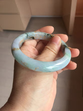 Load image into Gallery viewer, 57.5mm 100% Natural type A green purple white carved flowers and golden-painted Jadeite Jade bangle PB282
