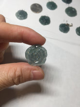 Load image into Gallery viewer, 100% Natural type A icy watery blue green gray Guatemala jadeite Rose Pendant group BP181
