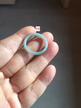 Load image into Gallery viewer, 18.8mm size 8 3/4 100% natural type A icy watery green/blue slim style Guatemala jadeite jade band ring group  BP73
