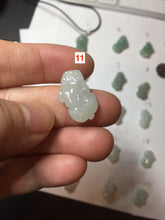 Load image into Gallery viewer, 100% natural type A icy watery jadeite jade green/white 3D PiXiu(貔貅) pendant group necklace F160
