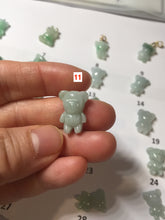 Load image into Gallery viewer, Type A 100% Natural icy watery light green sunny geen purple white clear jadeite jade cute baby bear pendant PH114 Add on item

