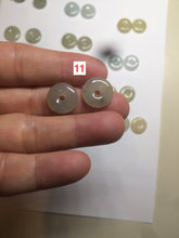 Load image into Gallery viewer, 12.5mm 100% Natural icy watery light green/yellow softy button donut dangling jadeite Jade earring group B207
