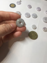 Load image into Gallery viewer, 11.9-19.7mm Type A 100% Natural light purple white gary Jadeite Jade Safety Guardian Button donuts Pendant group AA69
