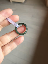 Load image into Gallery viewer, 100% natural type A ice watery oily dark green/gray/black(冰油青) jadeite jade band ring PB121
