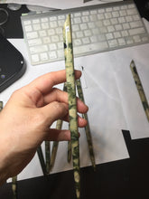 Load image into Gallery viewer, 100% Natural Mottled Green, Olive, and Creamy Yellow Camouflage Color Xiu Jade (Serpentine) Hairpin Group AW60
