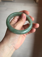 Load image into Gallery viewer, 57.2mm certified Type A 100% Natural icy watery dark green gray Jadeite Jade bangle PC14-0371

