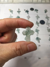 Load image into Gallery viewer, 100% Natural type A light green white with green floating flowers jadeite Jade cross shaped floral pendant necklace BS141
