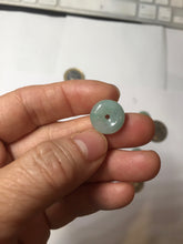 Load image into Gallery viewer, 12-17.5mm Type A 100% Natural oily dark green(淡油青) gray green Jadeite Safety Guardian Button donuts pendant PH61 Add on item
