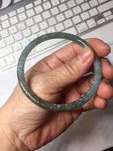 Load image into Gallery viewer, 58.9mm Type A 100% Natural Light Green/Gray/Black/Purple/Brown “Reed Flowers &amp; Snow” Guatemala Slim Round Cut Jadeite Bangle PJ123-1414
