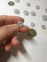 Load image into Gallery viewer, 11.9-19.7mm Type A 100% Natural light purple white gary Jadeite Jade Safety Guardian Button donuts Pendant group AA69
