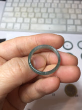 Load image into Gallery viewer, 19.6mm size 9 3/4 100% natural type A icy watery green/blue slim style Guatemala jadeite jade band ring group PE130
