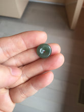 Load image into Gallery viewer, 9.5-17mm Type A 100% Natural icy watery oily dark green gray black(油青)  Jadeite Jade Safety Guardian Button donuts Pendant group AU80 add on item
