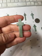 Load image into Gallery viewer, 100% Natural type A light green gray jadeite Jade Hand-held cross or cross pendant necklace PA208
