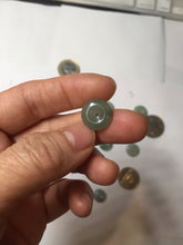 Load image into Gallery viewer, 12-17.5mm Type A 100% Natural oily dark green(淡油青) gray green Jadeite Safety Guardian Button donuts pendant PH61 Add on item
