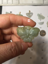 Load image into Gallery viewer, 100% Natural type A icy watery light green clear Jadeite Jade butterfly pendant PH113-(6-13)
