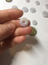 Load image into Gallery viewer, 11.9-19.7mm Type A 100% Natural light purple white gary Jadeite Jade Safety Guardian Button donuts Pendant group AA69
