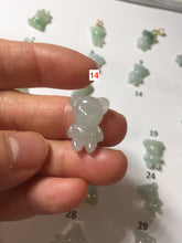 Load image into Gallery viewer, Type A 100% Natural icy watery light green sunny geen purple white clear jadeite jade cute baby bear pendant PH114 Add on item
