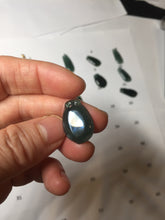 Load image into Gallery viewer, 100% Natural type A dark green gray black Guatemala Jadeite Jade thin blessed melon pendant PA210
