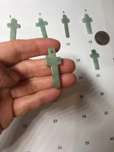 Load image into Gallery viewer, 100% Natural type A light green gray jadeite Jade Hand-held cross or cross pendant necklace PA208
