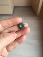 Load image into Gallery viewer, 9.5-17mm Type A 100% Natural icy watery oily dark green gray black(油青)  Jadeite Jade Safety Guardian Button donuts Pendant group AU80 add on item
