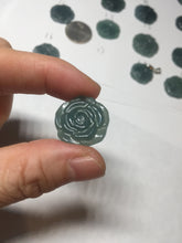 Load image into Gallery viewer, 100% Natural type A icy watery blue green gray Guatemala jadeite Rose Pendant group BP181
