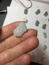 Load image into Gallery viewer, 100% natural type A icy watery jadeite jade green/white 3D PiXiu(貔貅) pendant group necklace F160
