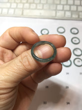 Load image into Gallery viewer, 16.7mm Size 6 1/4 100% natural type A icy watery dark green blue black gray Guatemala jadeite band ring group PE129

