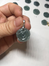 Load image into Gallery viewer, 100% Natural type A icy watery blue green gray Guatemala jadeite Rose Pendant group BP181
