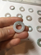 Load image into Gallery viewer, 17.9-21mm Type A 100% Natural light green purple green white Jadeite Safety Guardian Button donuts pendant PF25
