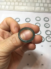 Load image into Gallery viewer, 16.7mm Size 6 1/4 100% natural type A icy watery dark green blue black gray Guatemala jadeite band ring group PE129
